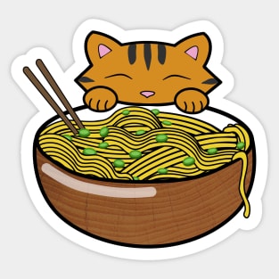 Cute Tiger Eating Ramen Noodles Sticker